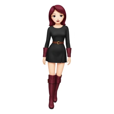 seductive woman with knee high heel burgundy boots sticker