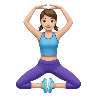 workout girl with brown hair, stretching, fitness clothes, emoji style sticker
