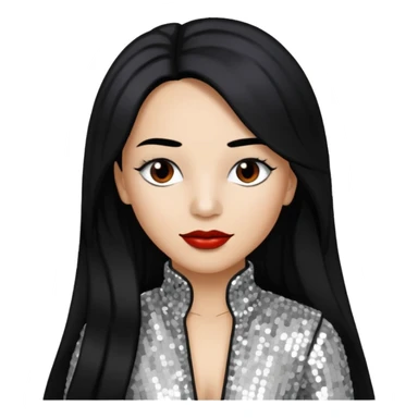 Chilli from TLC with long black hair, silver outfit sticker