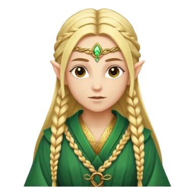 mystic elf, long golden braid, glowing runes on robe sticker