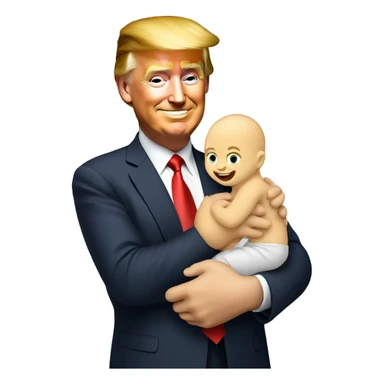 trump holding baby sticker