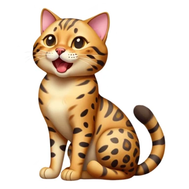 cinematic-comical-[Bengal cat]-full-body-sitting-emoji,-tail-curled-playfully-around-its-paws,-head-tilted-dramatically-while-yawning-exaggeratedly,-sleek-[leopard patterned]-fur,-simplified-yet-hilariously-adorable-features,-highly-detailed,-glowing-with-an-almost-sarcastic-glow sticker