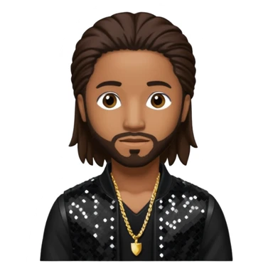 Omarion from B2K with long dark brown hair, black sequin outfit sticker