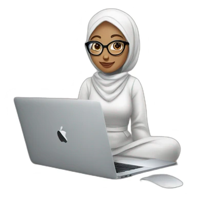white Hijab girl with glasses in front of MacBook 💻  sticker