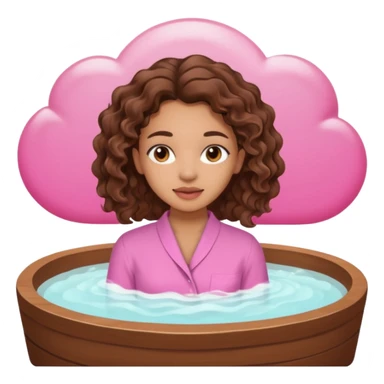 lightskin girl having a spa day with and pink shirt and brown wavy hair  sticker