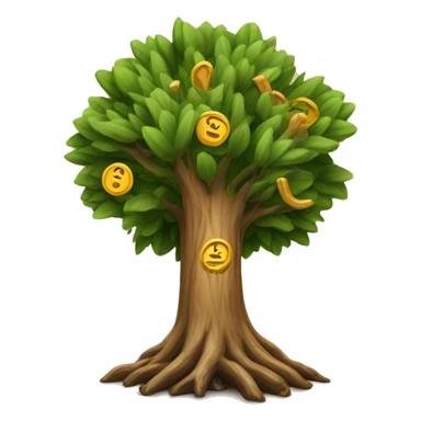 a dried up tree where the root is money sticker