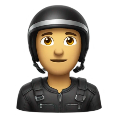 A man wear motorcycle helmet from bulling sticker