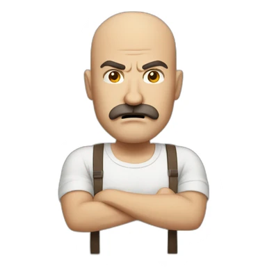Angry Bald middle aged guy with brown hair and thick brown mustache sticker