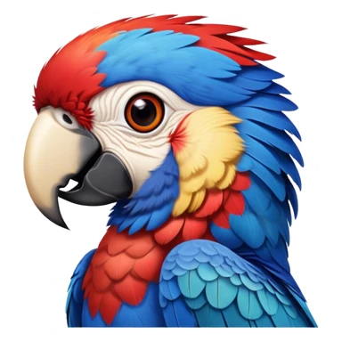 Cinematic Realistic Comical Macaw Portrait Emoji, Head tilted dramatically with an exaggeratedly amused expression, featuring a striking array of vividly detailed scarlet and blue feathers with bold natural accents and wide, expressive eyes full of playful disbelief, rendered with lifelike texture and vibrant hues, high shine, dramatic yet playful, styled with an air of cheeky avian mischief, soft glowing outline, capturing the essence of a spirited and over‐the‐top macaw that looks ready to flap its way into viral fame! sticker