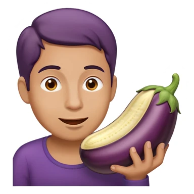 person eating big eggplant sticker