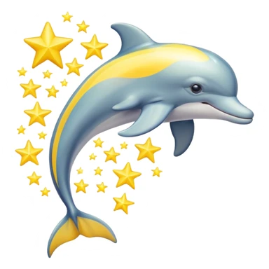Colorful streaked yellow Dolphin with silver stars sticker
