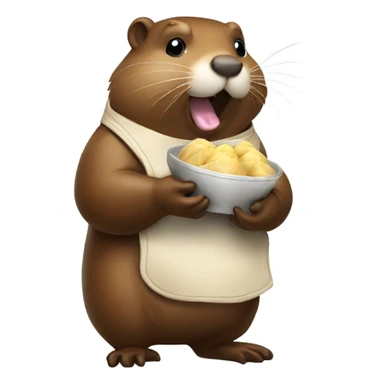 Beaver eats dumplings in full growth    sticker