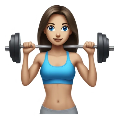 Realistic brunette girl with bright blue eyes lifting weights sticker