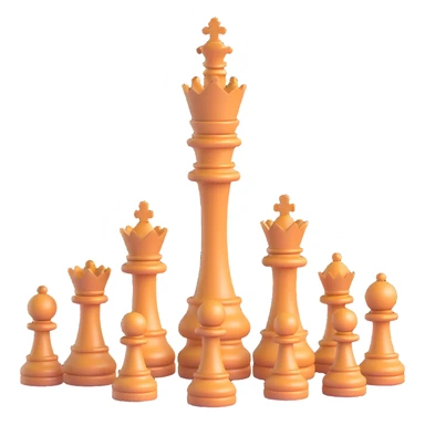 3D brown luxe elegant chess queen, no text sticker