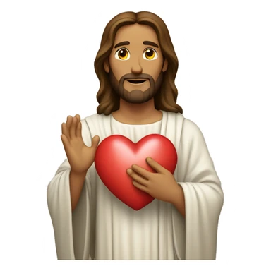 Jesus holding a heart sticker