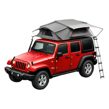 roof top tent on a red jeep wrangler  sticker