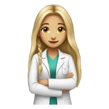 young girl with long hair working in a pharmacy sticker