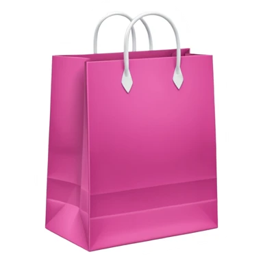 Fuchsia pink paper bag with white handles, repeating 'DRUNI' pattern in light pink and a vertical white 'DRUNI' in the center, iOS emoji style, shiny and realistic. sticker