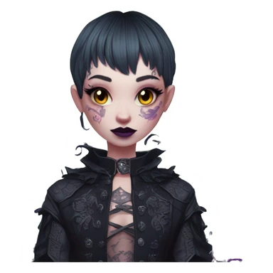 Quirky goth people Afflecks Palace unique attire with dragon bat wings and tattoos neon sticker