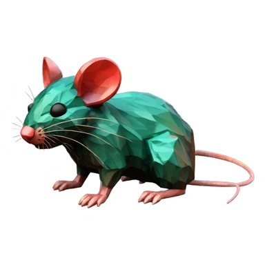 Black red gold green cyan rusty grunge effect scratched patina rat mouse puppy scorpion tail stinger pixel 3d render low poly sticker