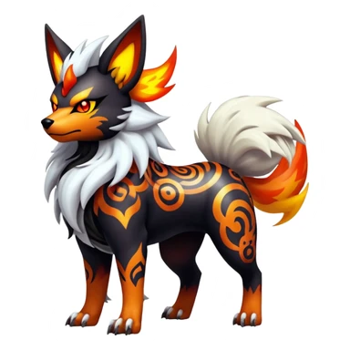 Shiny Gothic Exotic Punk’ish Cool Colorful Epic Futuristic Houndoom-Arcanine-Zorua-Torracat-Pokémon-Fakémon-hybrid-creature sticker