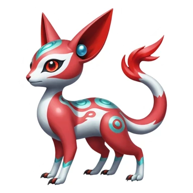 Shiny Colorful Futuristic Ornate Oriental Painted Asian Vernid-Trico-Meloetta-Latias-Koraidon-Peppercat-Protogen-Pokémon-Digimon-Fakémon-fusion-hybrid-creature sticker