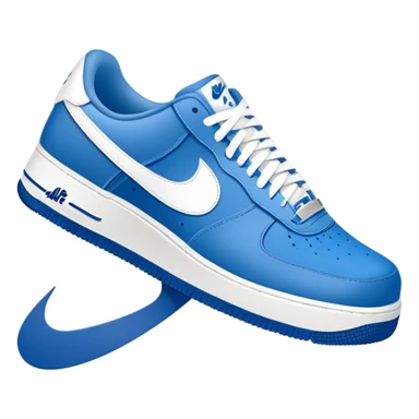 blue Nike Air Force 1 sneakers with white swoosh logo sticker