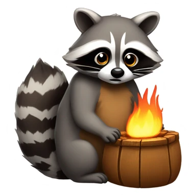 Racoon with a hearth sticker