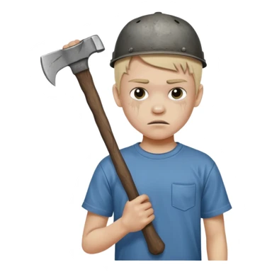 13 y/o Brian robeson at the beginning of Hatchet
distressed, has hatchet sticker