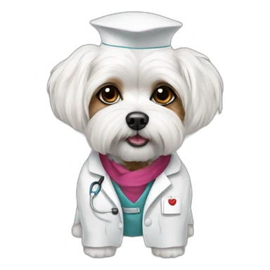 Maltese Shitzu in doctors outfit sticker