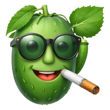 cucumber smoking a cigarette and smirking with sunglasses on sticker