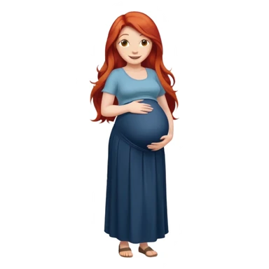 Make a strong women with long red hair, pregnant with maxi skirt, pretty  sticker