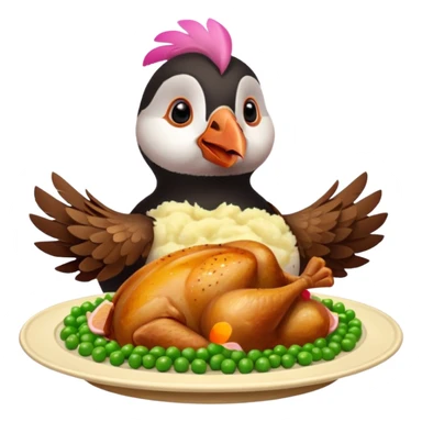 pink puffin pink feathers roast dinner sticker