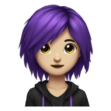 emo cat black purple long hair sticker