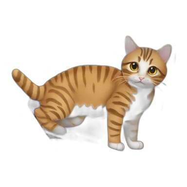 a tabby cat is typing before a macbook laptop sticker