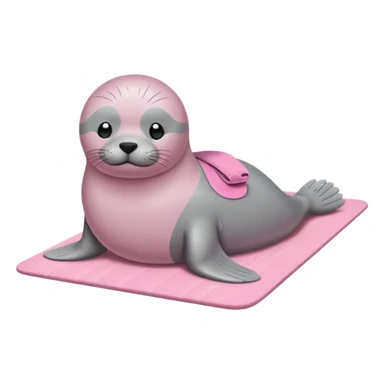Seal on a light pink yoga mat on the beach sticker