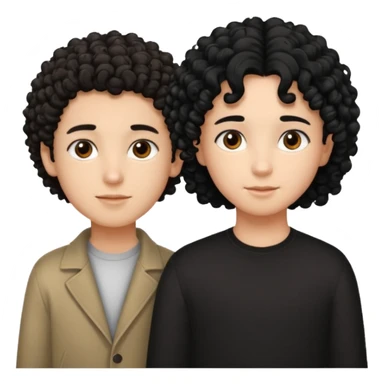 Un garçon cheveux boucle et yeux marron clair et une fille cheveux noir lisse côte à cote  sticker