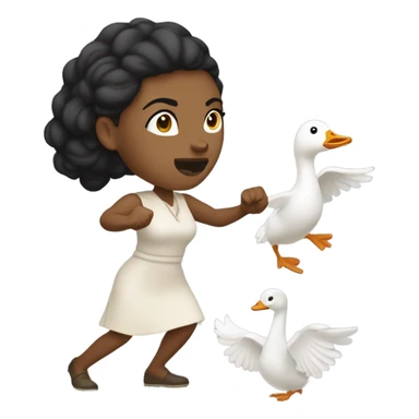 Light-skinned Black woman punching a goose sticker