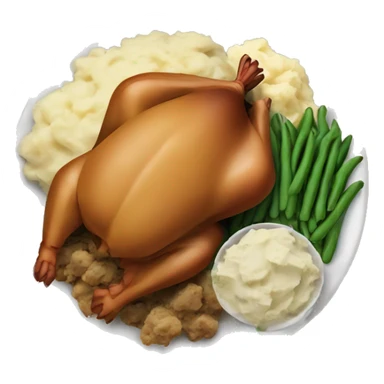 Thanksgiving plate with turkey, mashed potatoes, stuffing and green beans  sticker