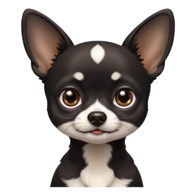 Very Dark black Chihuahua with white markings On the neck In Telegram style sticker