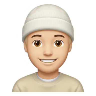 A guy head with white beanie sticker