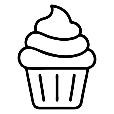 cupcake with pink icing outlined icon sticker