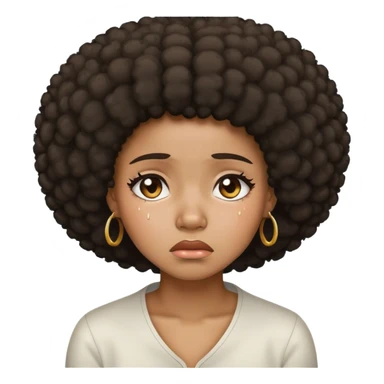 black girl with afro sad crying tears sticker