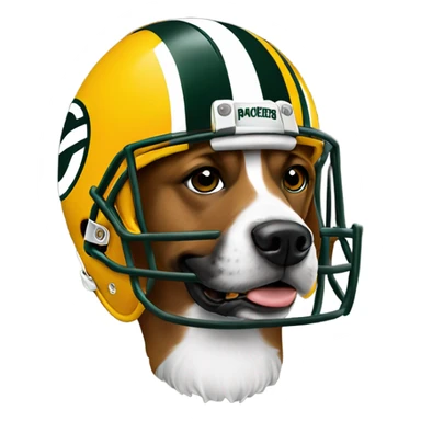 dog with green bay packers helmet sticker
