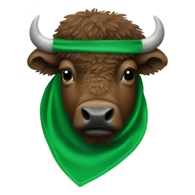 Bison wearing a green bandana with an n on it sticker