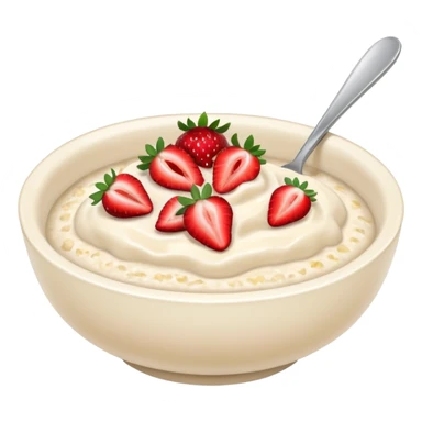 a bowl of porridge with strawberries sticker