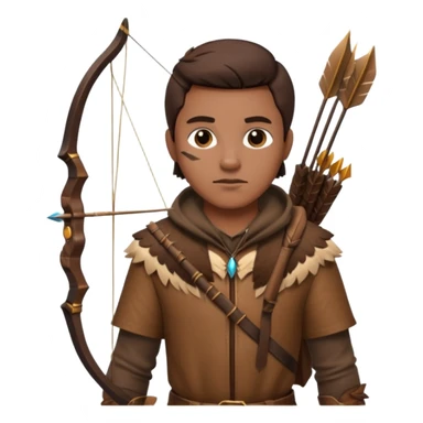 The classic hunter image with a bow and arrow on his back, dressed in brown with some animal made decorations sticker