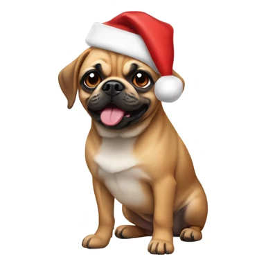 Puggle wearing Santa hat  sticker
