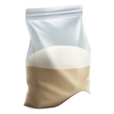 bag of flour in a clear bag being poured out onto a table sticker