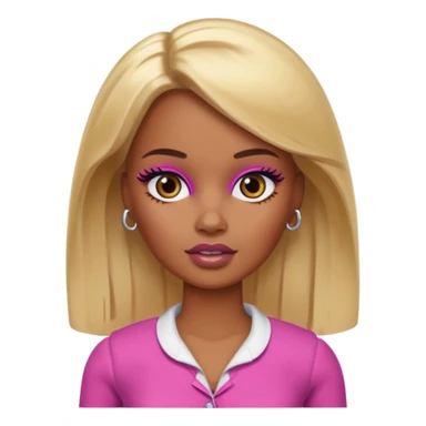 Brown skin blonde hair barbie with bruised eye  sticker